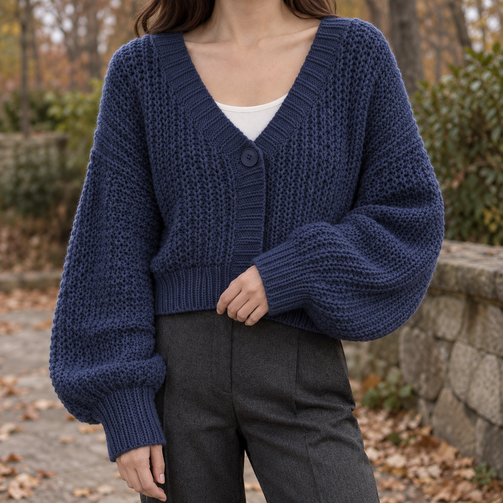 Yolande Chunky Cardigan - Navy Blue