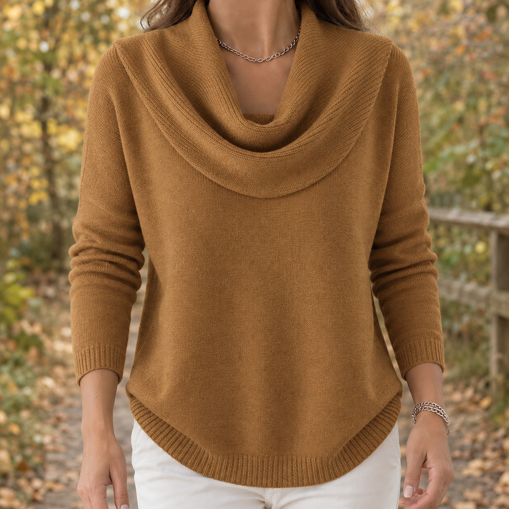 Edith Cowl Neck Sweater - Brown