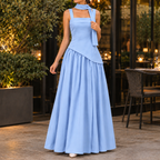 Ines Asymmetric Maxi Dress - Blue