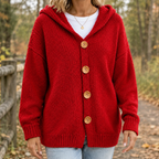 Bridget Hooded Cardigan - Red