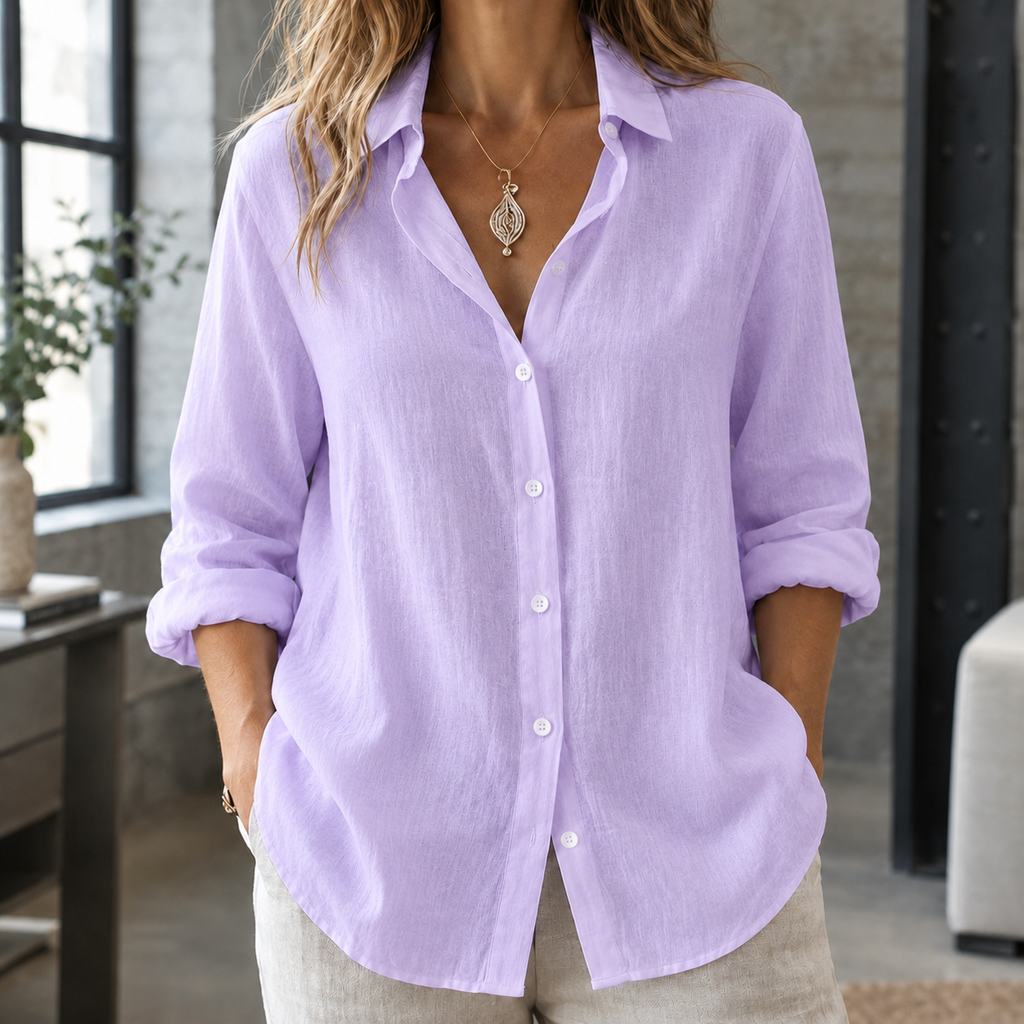 Daphne Linen Blend Shirt - Light Purple