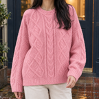 Giulia Cable Knit Sweater - Pink
