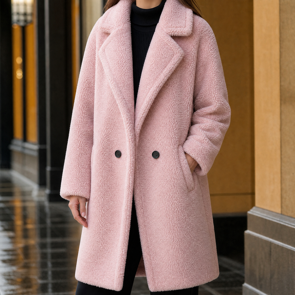 Florence Teddy Coat - Sakura Powder