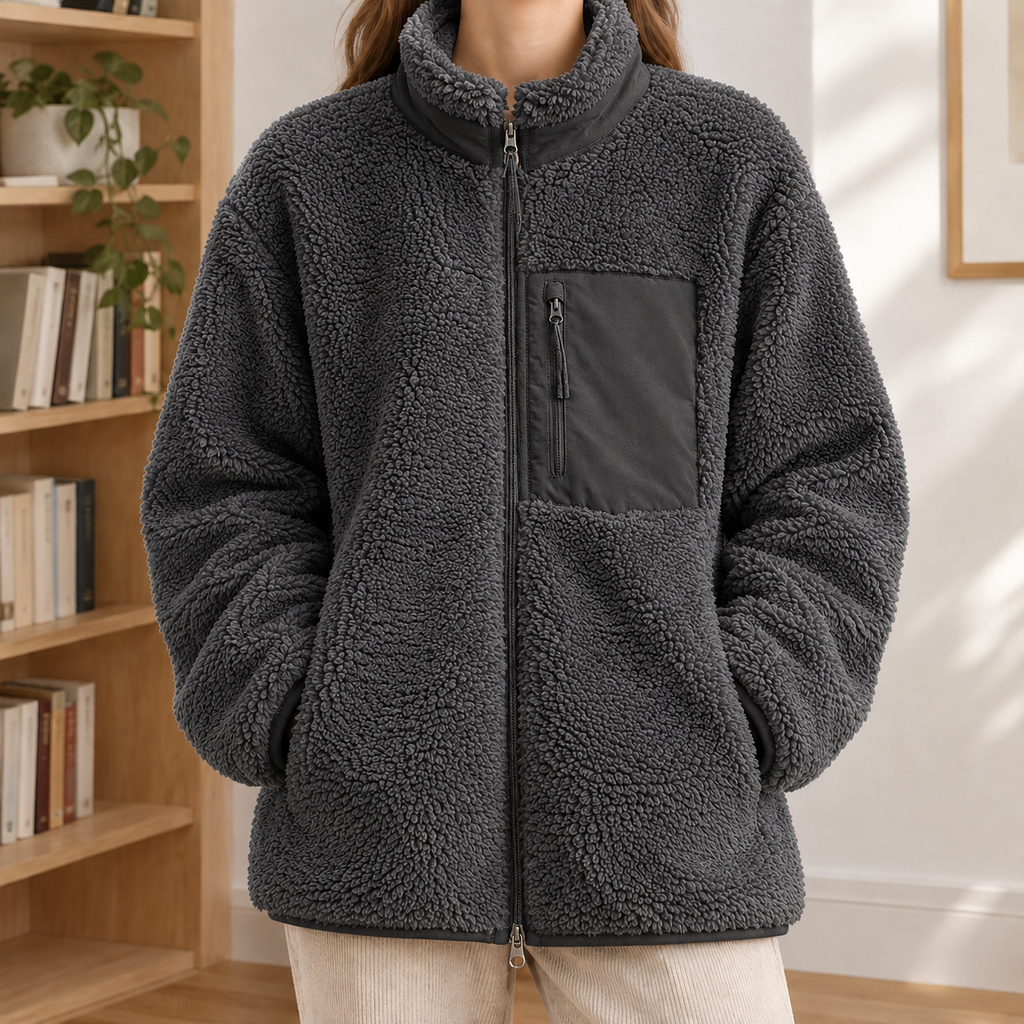 Serena Teddy Jacket - Charcoal Gray