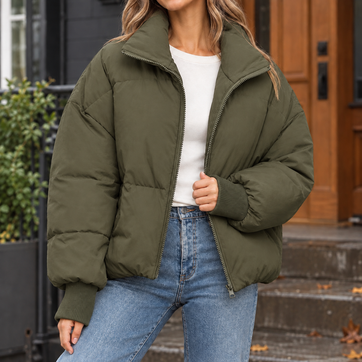 Elodie Puffer Jacket - Army Green