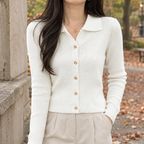 Roseline Ribbed Cardigan - White