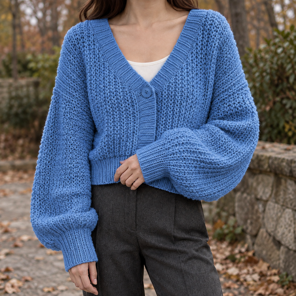 Yolande Chunky Cardigan - Aqua