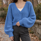 Yolande Chunky Cardigan - Aqua
