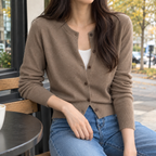 Livia Crewneck Cardigan - Taupe