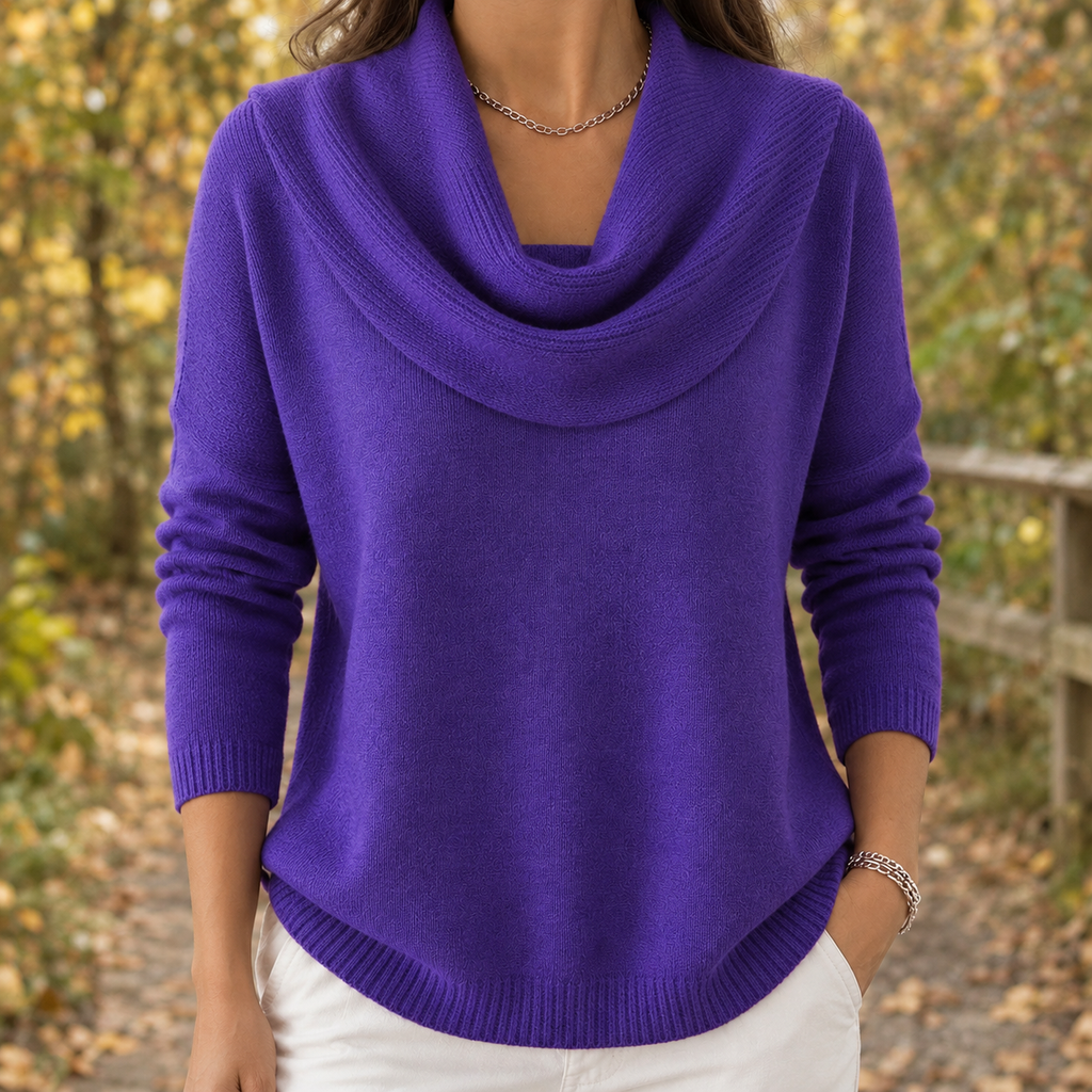 Edith Cowl Neck Sweater - Purple