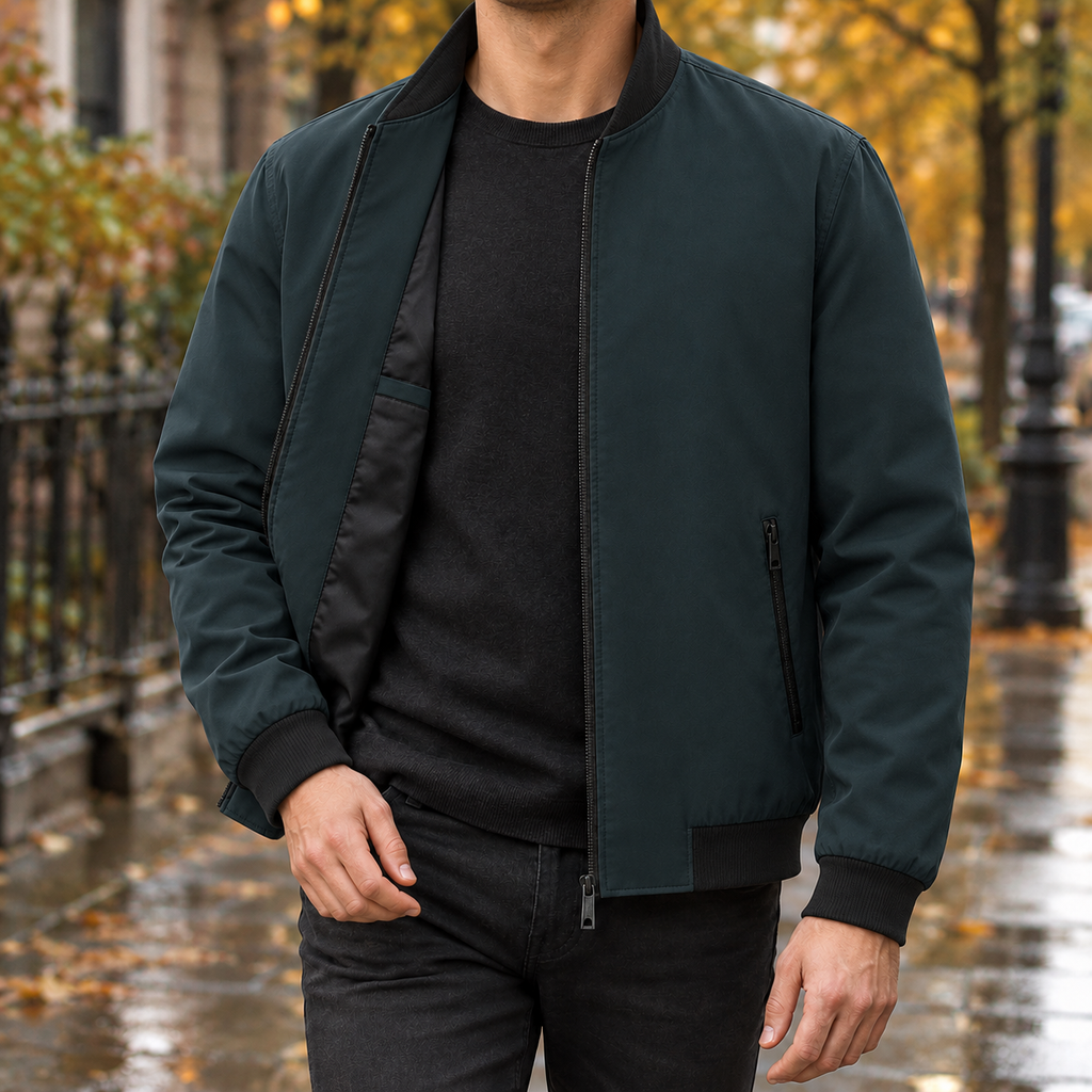 Aurelien Stand Collar Jacket - Dark Green