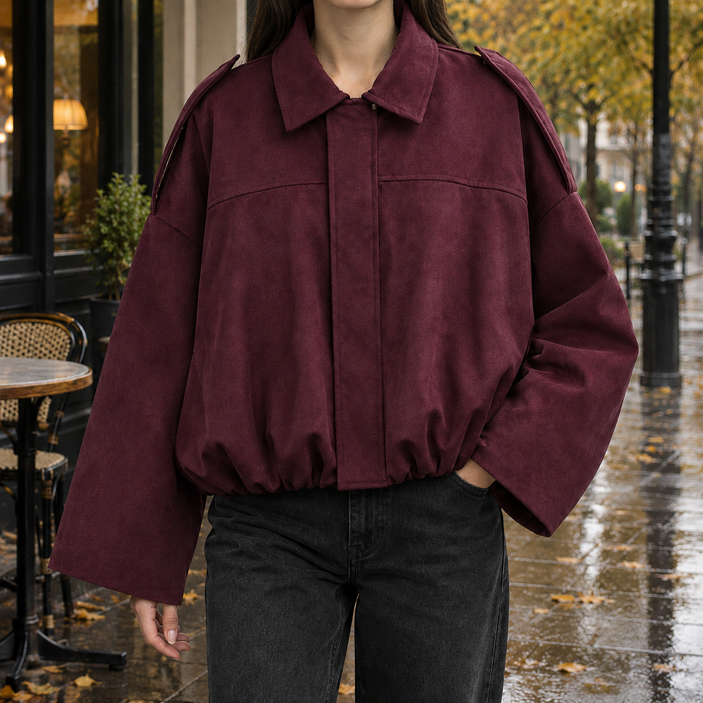 Gwendolyn Suede Jacket - Wine Red