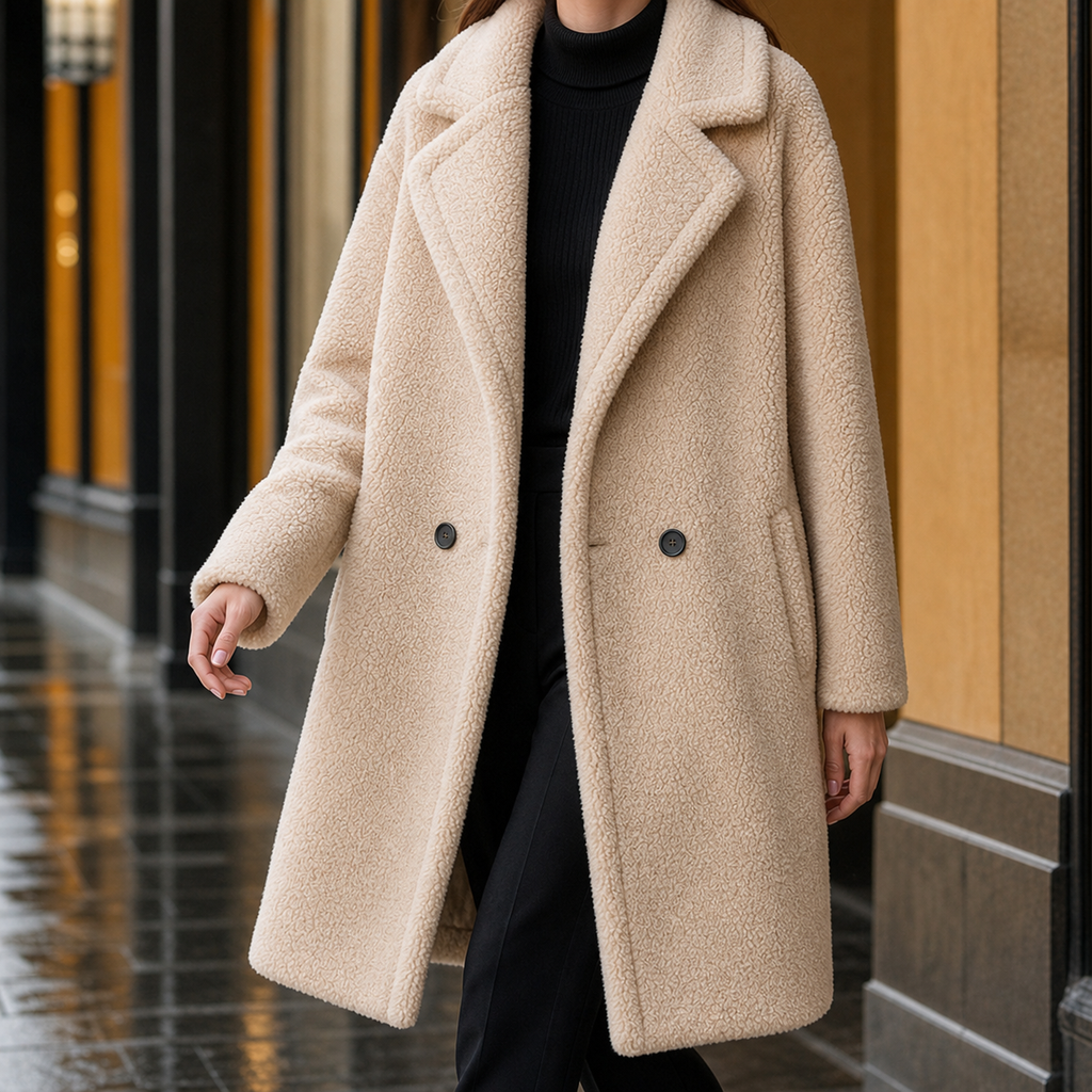 Florence Teddy Coat - Rice Apricot