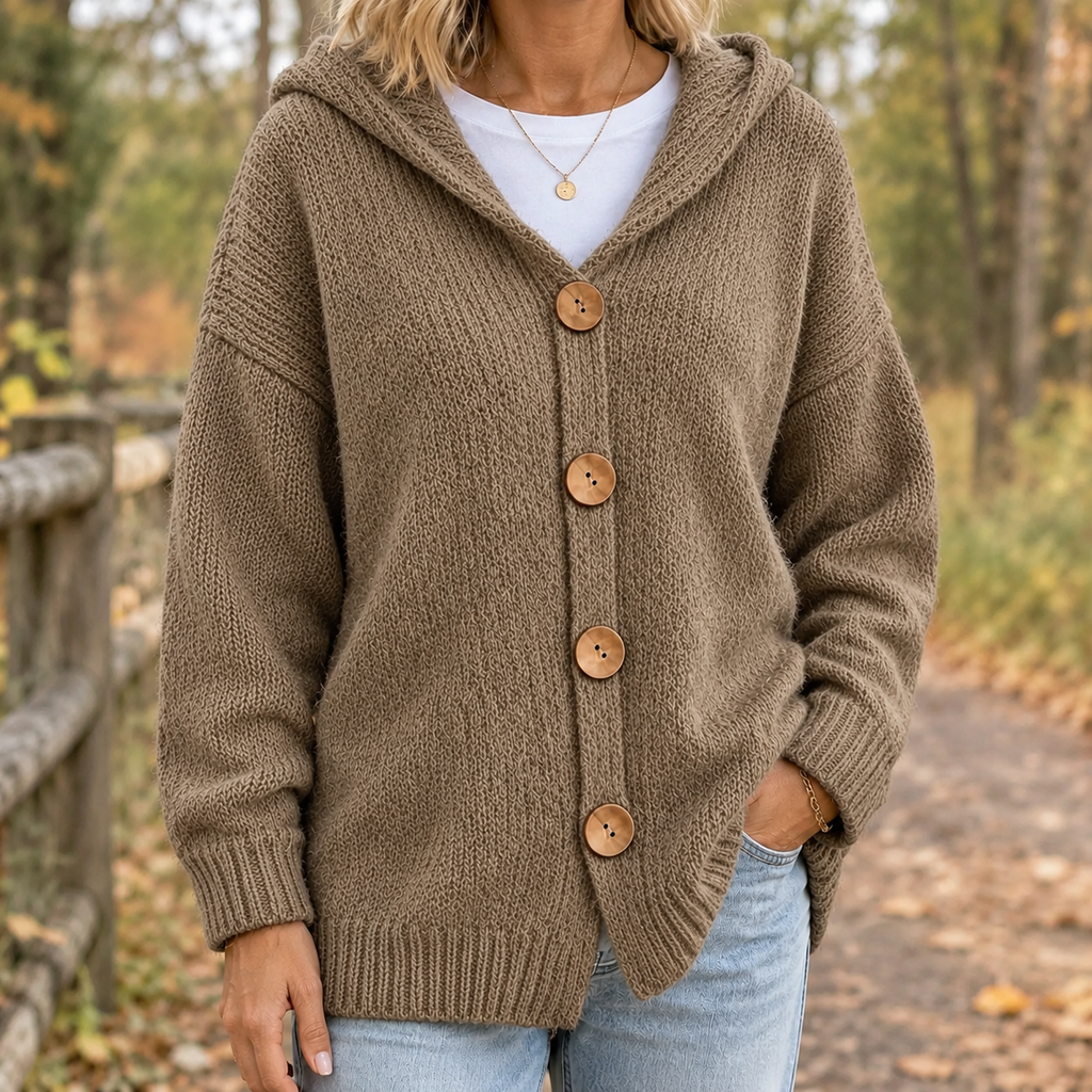 Bridget Hooded Cardigan - Camel